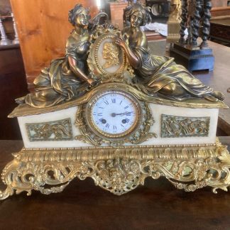 Antico orologio francese in bronzo e marmo