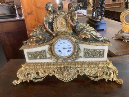Antico orologio francese in bronzo e marmo
