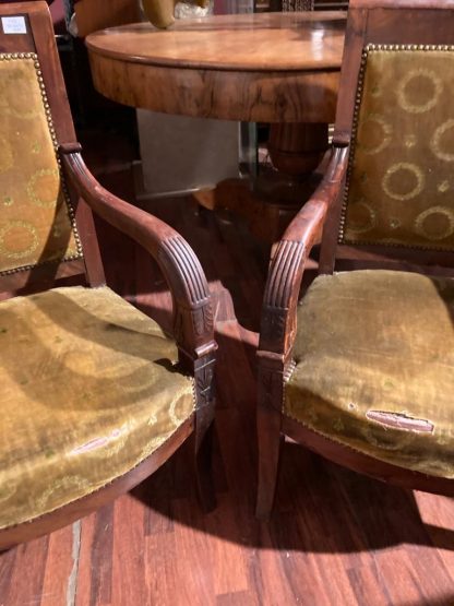 Coppia di poltrone Impero  in legno di mogano  dell'800 - immagine 6