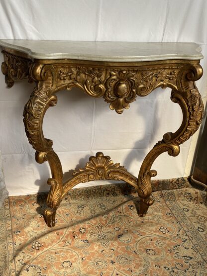 Consolle  da parete in legno dorato dei primi ‘900
