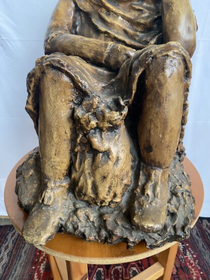 Scultura, Bambina pensierosa - 70 cm - Gesso, laccato - immagine 6
