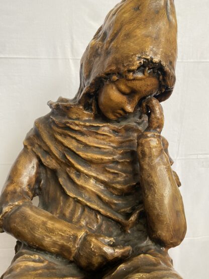 Scultura, Bambina pensierosa - 70 cm - Gesso, laccato - immagine 7