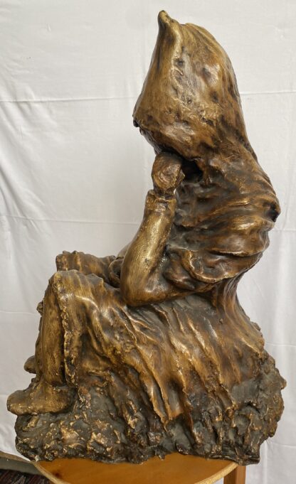 Scultura, Bambina pensierosa - 70 cm - Gesso, laccato - immagine 9