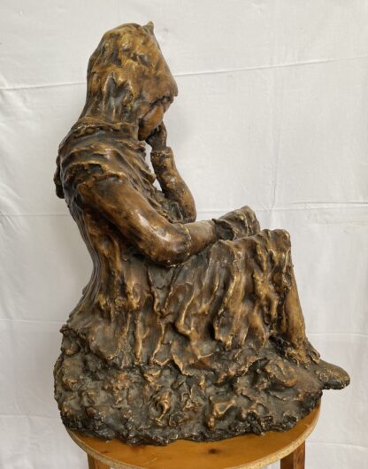 Scultura, Bambina pensierosa - 70 cm - Gesso, laccato - immagine 3