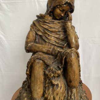 Scultura, Bambina pensierosa - 70 cm - Gesso, laccato