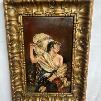 Antico dipinto  firmato - Escrrochetti  1888- La suonatrice nel'harem