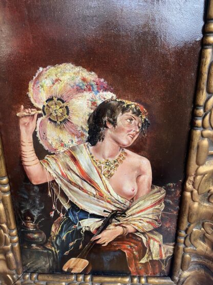 Antico dipinto  firmato - Escrrochetti  1888- La suonatrice nel'harem - immagine 7
