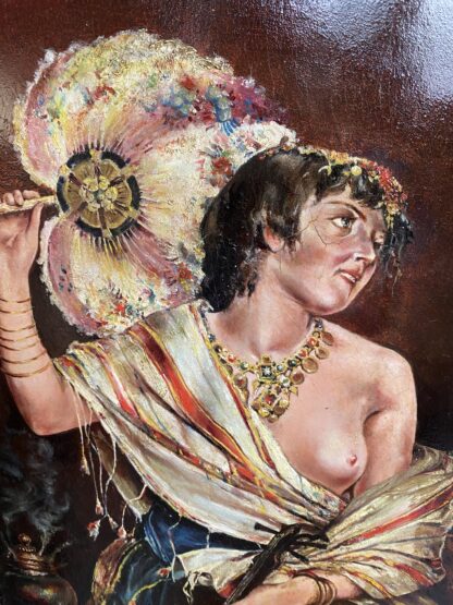 Antico dipinto  firmato - Escrrochetti  1888- La suonatrice nel'harem - immagine 3