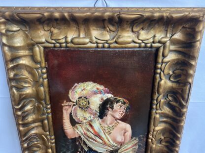 Antico dipinto  firmato - Escrrochetti  1888- La suonatrice nel'harem - immagine 6