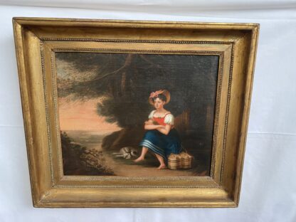 Antico dipinto  francese -  raffigurante Ritratto di bambina - immagine 11