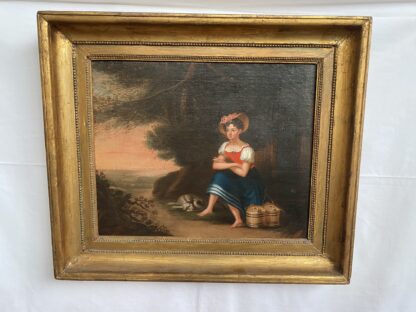 Antico dipinto  francese -  raffigurante Ritratto di bambina