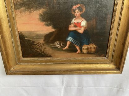Antico dipinto  francese -  raffigurante Ritratto di bambina - immagine 9