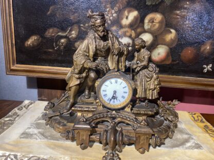 Orologio francese in antimonio dorato di Phillipe H. Mourey (1840-1910) - immagine 6