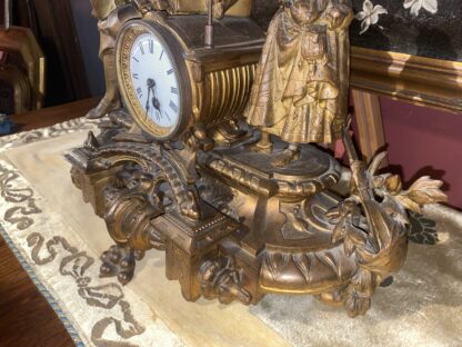 Orologio francese in antimonio dorato di Phillipe H. Mourey (1840-1910) - immagine 2
