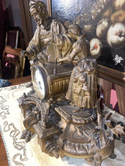 Orologio francese in antimonio dorato di Phillipe H. Mourey (1840-1910) - immagine 9
