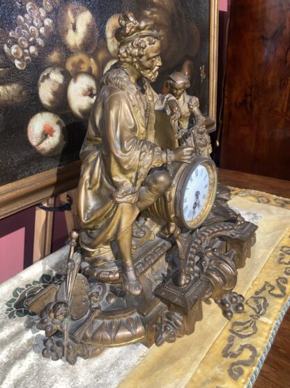 Orologio francese in antimonio dorato di Phillipe H. Mourey (1840-1910) - immagine 8