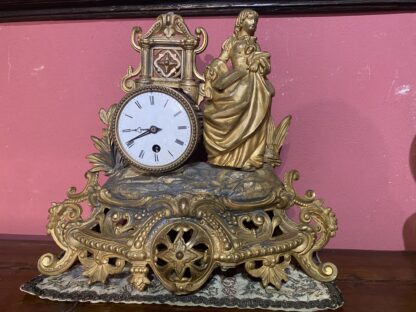Orologio francese in antimonio dorato