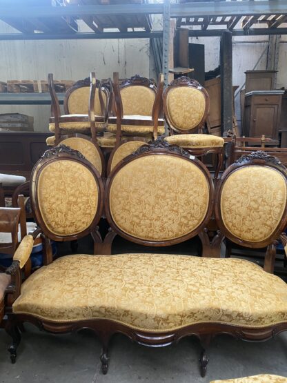 Salotto Luigi Filippo Originale Completo Di Divano Poltrona E Sei Sedie - immagine 7