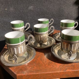 Servizio da caffè  in argento  e porcellana