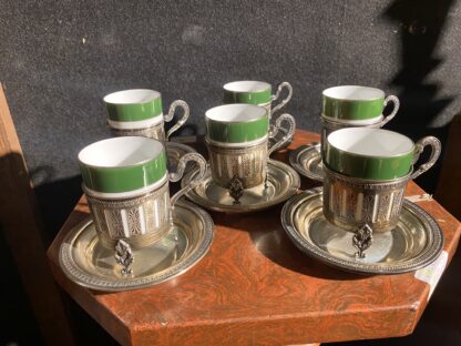 Servizio da caffè  in argento  e porcellana