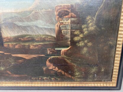 Grande  dipinto paesaggio con rovine olio su tela del XVIII secolo - immagine 4