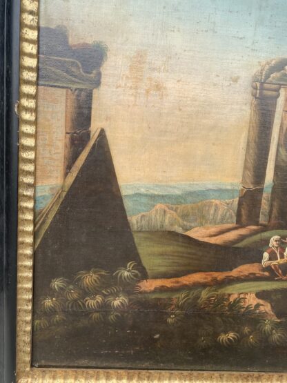 Grande  dipinto paesaggio con rovine olio su tela del XVIII secolo - immagine 10