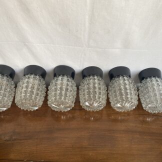 Lampade da soffitto vintage in porcellana nera, anni '50