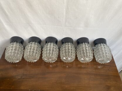 Lampade da soffitto vintage in porcellana nera, anni '50