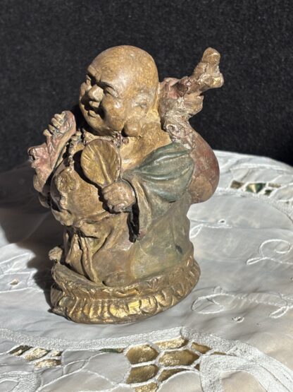Statuina  in terracotta  "Buddha felice" buona fortuna - immagine 5