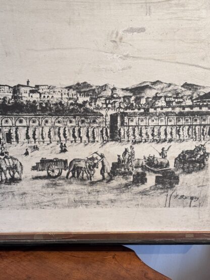 Stampa antica  "Parte orientale del Sentierone con la Fiera (1805) Bergamo" - immagine 4