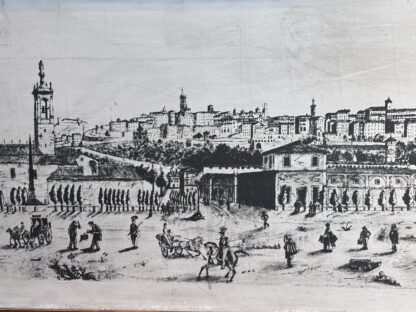 Stampa antica  "Parte orientale del Sentierone con la Fiera (1805) Bergamo" - immagine 3