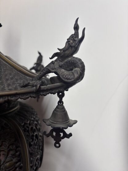 Una lampada da tavolo lanterna in bronzo giapponese rara e molto decorativa - immagine 7