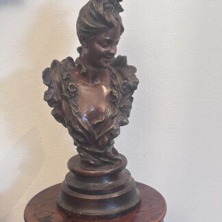 BRONZO ANTICO DI V. BRUYNEEL 1849 RAFFIGURANTE UNA GIOVANE  DONNA