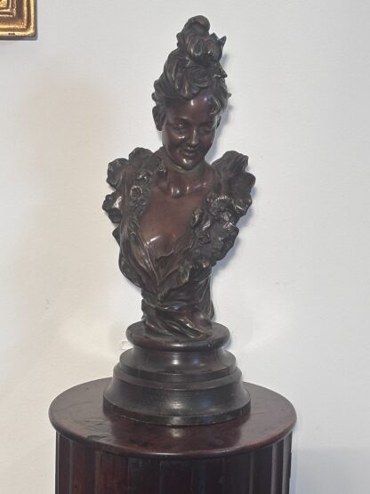 BRONZO ANTICO DI V. BRUYNEEL 1849 RAFFIGURANTE UNA GIOVANE  DONNA - immagine 7