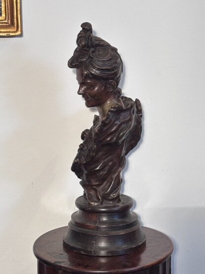 BRONZO ANTICO DI V. BRUYNEEL 1849 RAFFIGURANTE UNA GIOVANE  DONNA - immagine 6