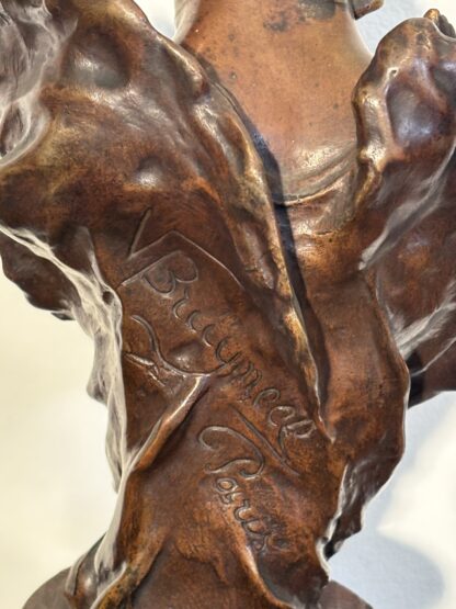 BRONZO ANTICO DI V. BRUYNEEL 1849 RAFFIGURANTE UNA GIOVANE  DONNA - immagine 4