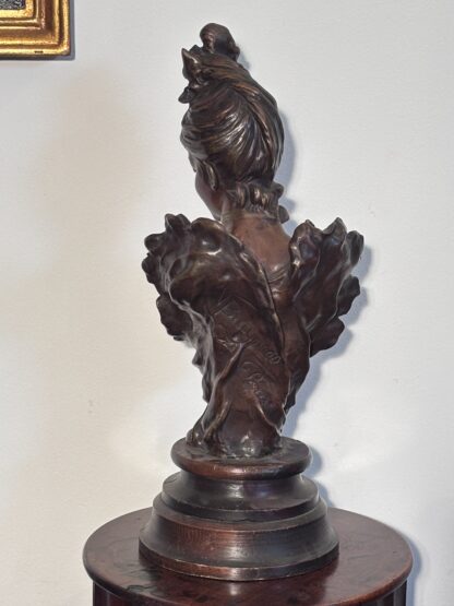 BRONZO ANTICO DI V. BRUYNEEL 1849 RAFFIGURANTE UNA GIOVANE  DONNA - immagine 5