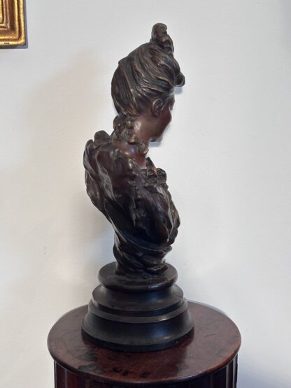 BRONZO ANTICO DI V. BRUYNEEL 1849 RAFFIGURANTE UNA GIOVANE  DONNA - immagine 8
