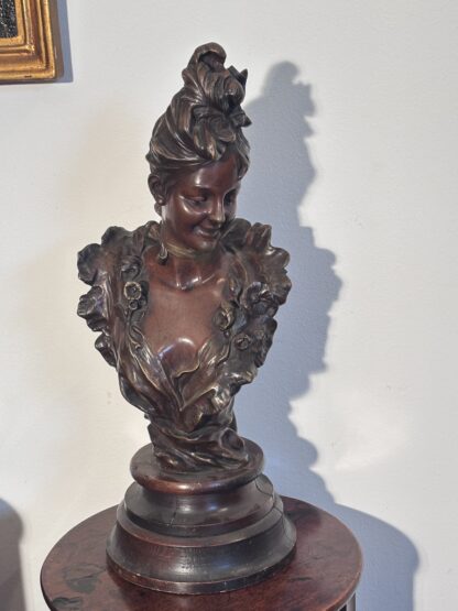 BRONZO ANTICO DI V. BRUYNEEL 1849 RAFFIGURANTE UNA GIOVANE  DONNA - immagine 9
