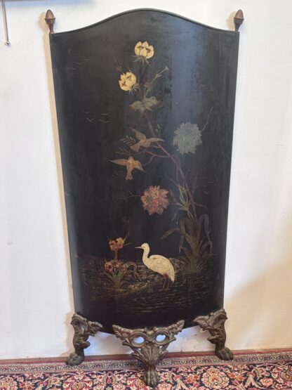 Frontale per camino curvo in lamiera laccata nera con decorazione - immagine 3