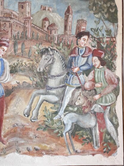 Grande quadro scena medievale - Stile affresco (205 x 140 cm) - immagine 7