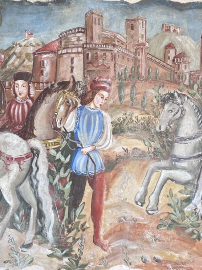 Grande quadro scena medievale - Stile affresco (205 x 140 cm) - immagine 5