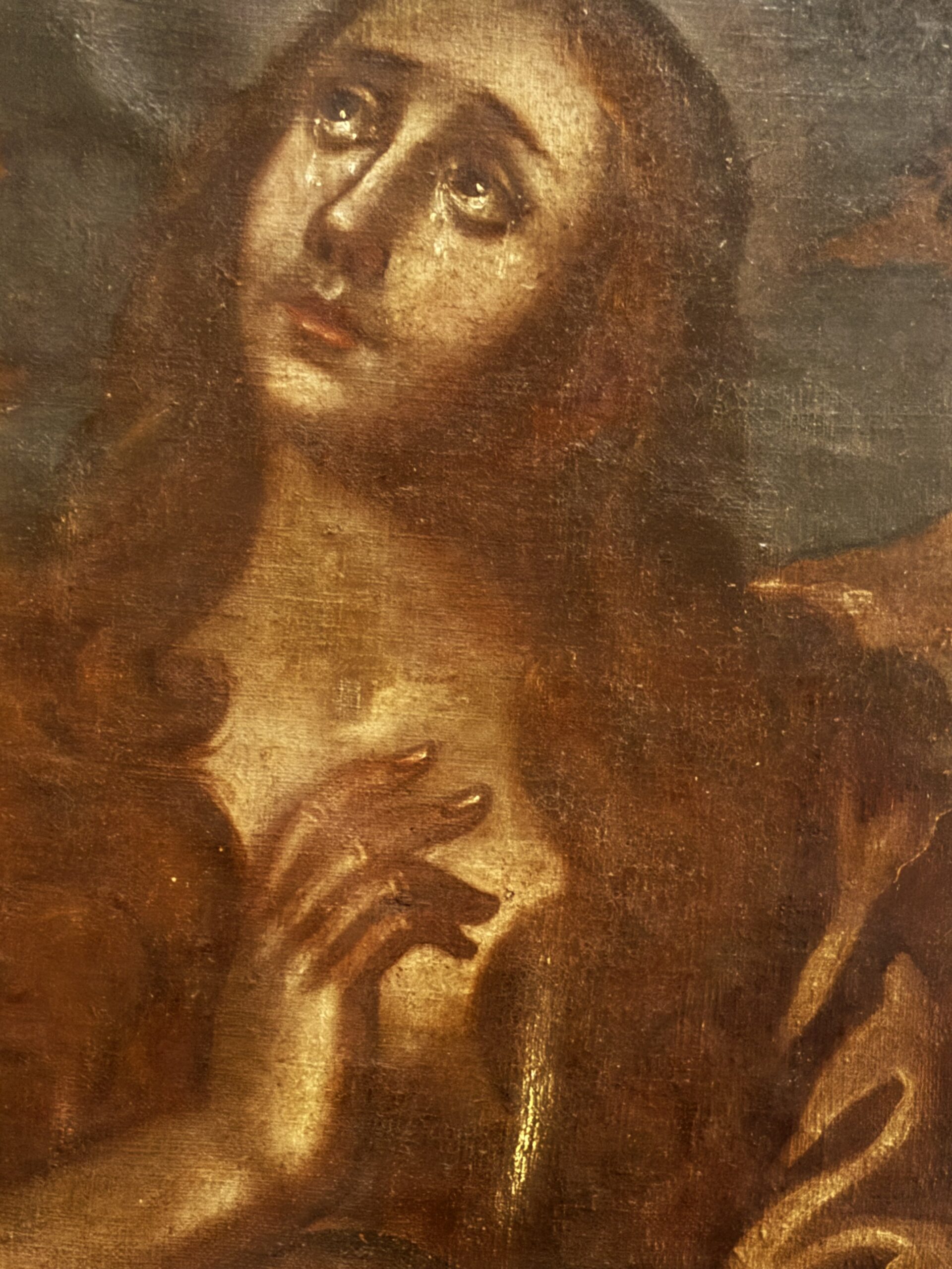 Dipinto antico, olio su tela, Santa Maria Maddalena penitente, del XVII secolo (Seicento). - immagine 6