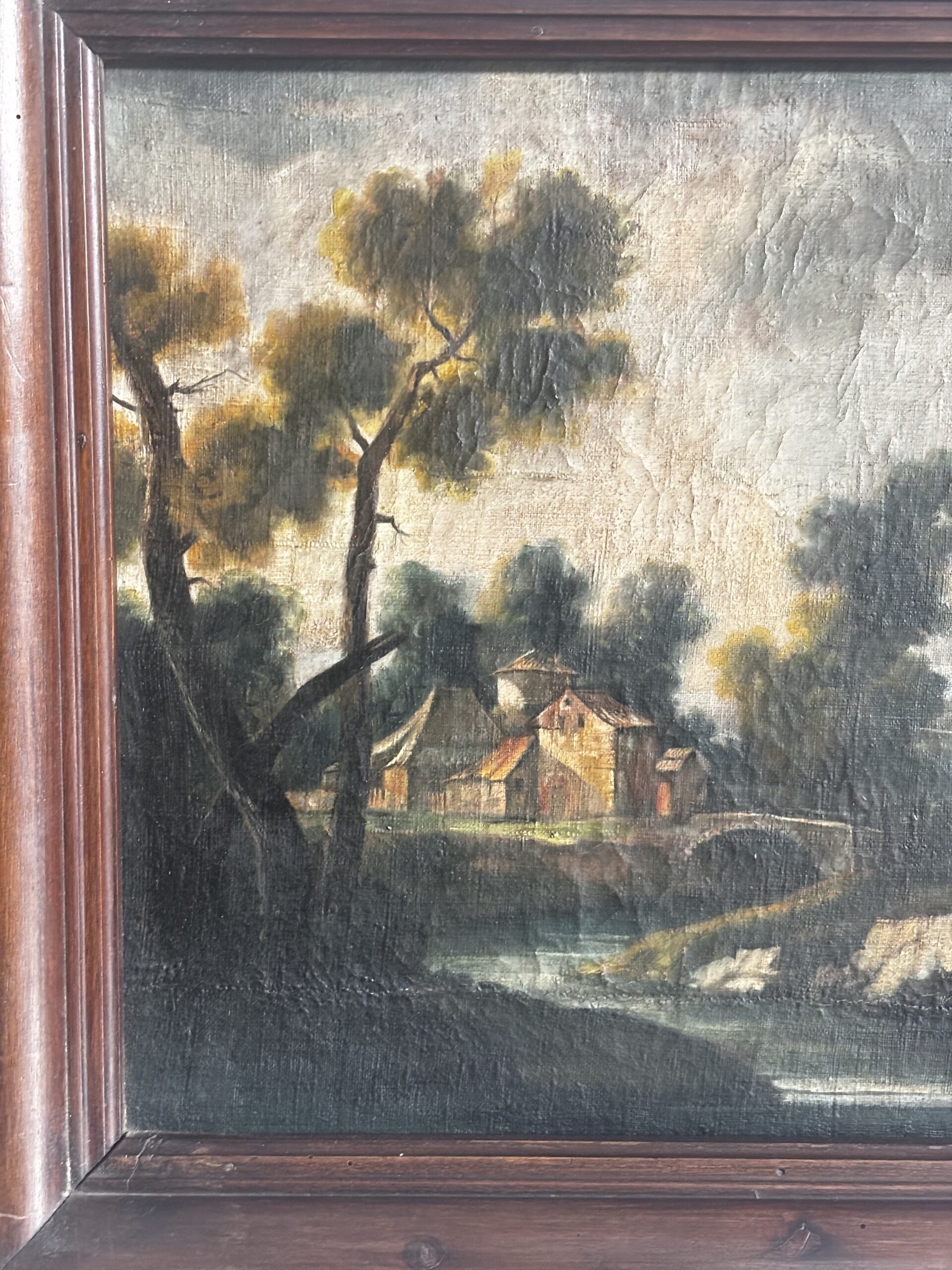Coppia di dipinti del XVIII secolo - Scuola Romana - Paesaggi arcadici animati con figure e armenti - immagine 2