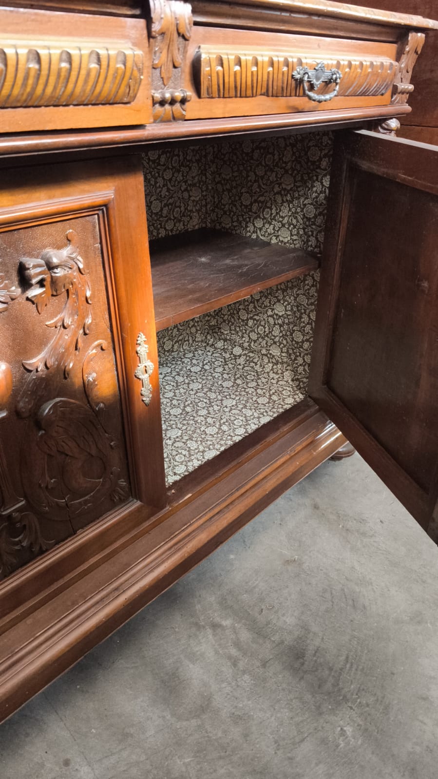 Credenza antica con alzata a vetrina – Fine '800 Stile Neorinascimentale - immagine 3