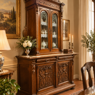 Credenza antica con alzata a vetrina – Fine '800 Stile Neorinascimentale