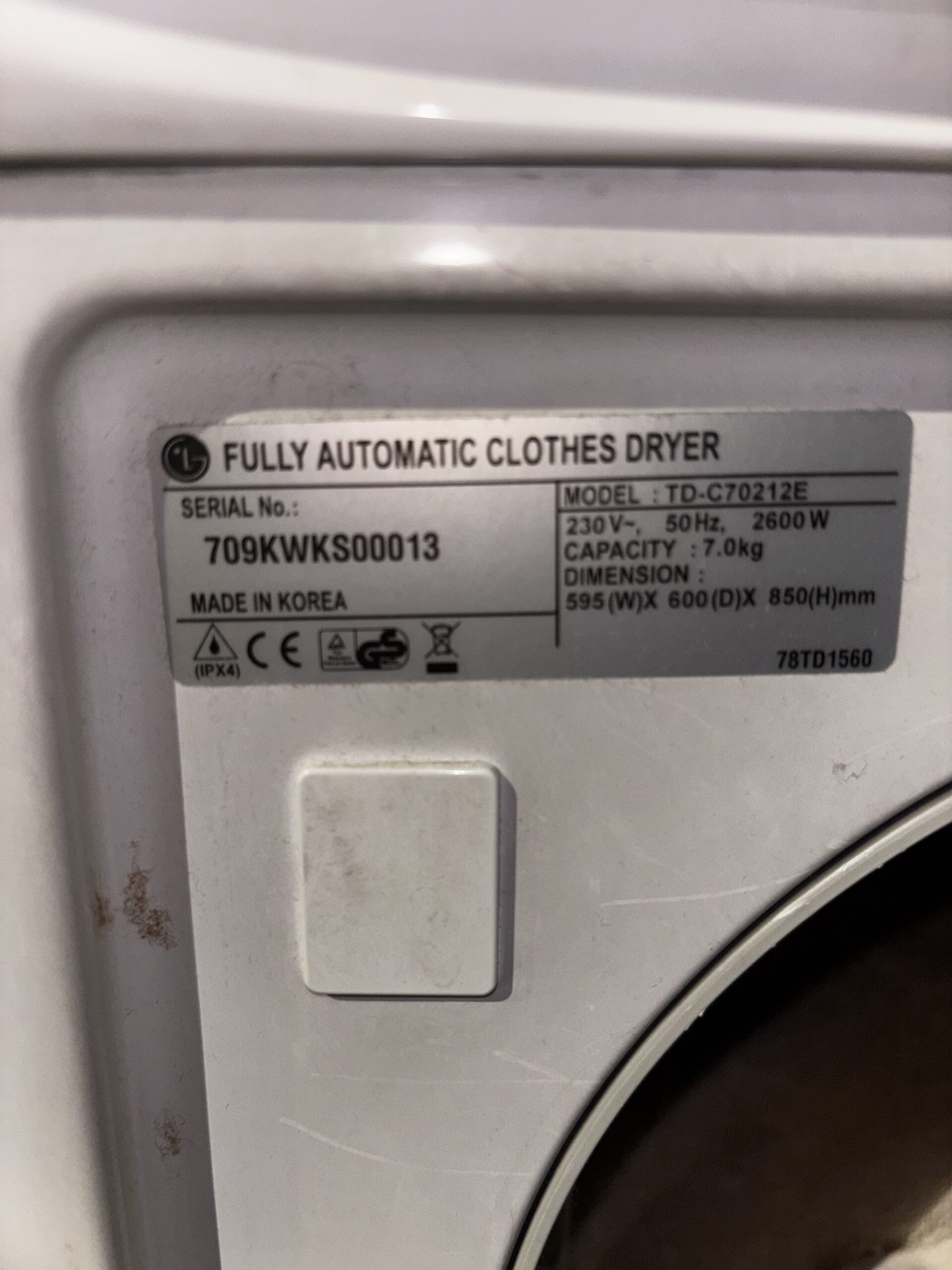 Asciugatrice a condensazione LG, 7 kg NO SPEDIZIONE - immagine 2