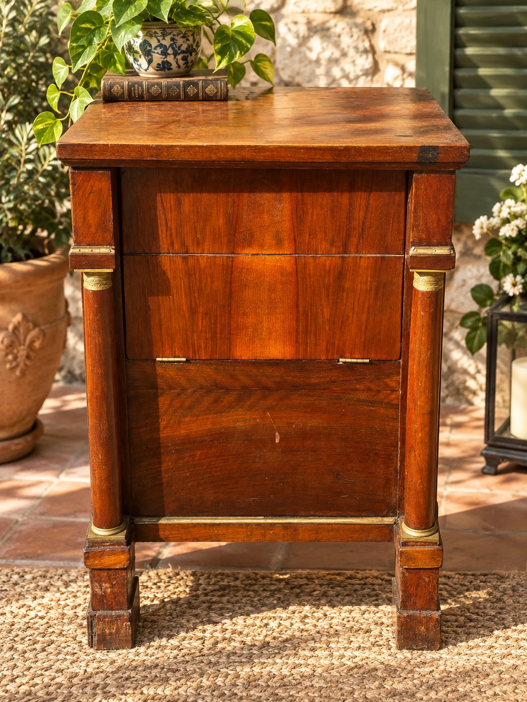Comodino Impero Usato - Legno Marrone Scuro - Gambe a Colonne